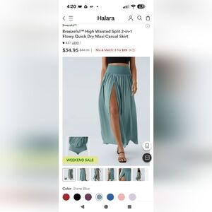 Large NWT HALARA Stone Blue Maxi Skirt with High Waist and Front Slit